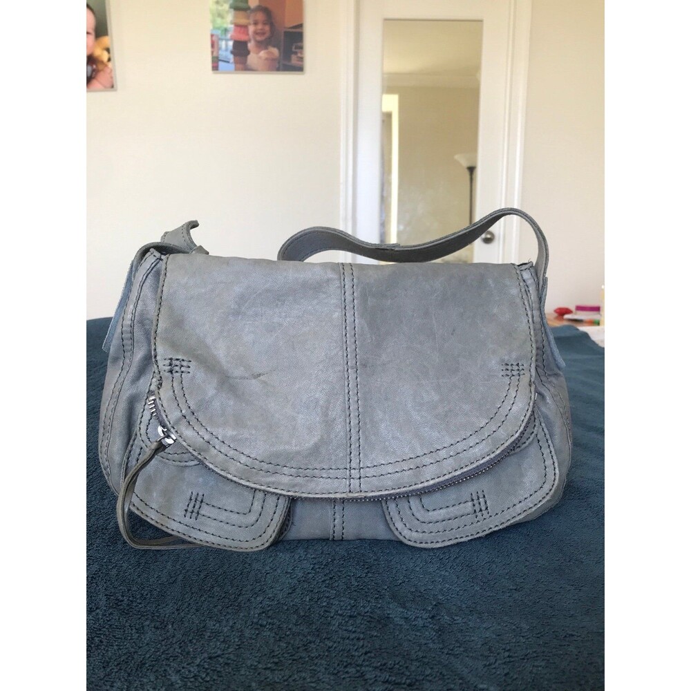 Lucky brand stash vintage Italian lamb skin leather hobo bag in gray